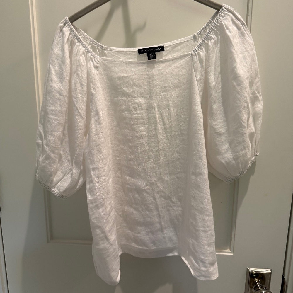 White linen off the shoulder top